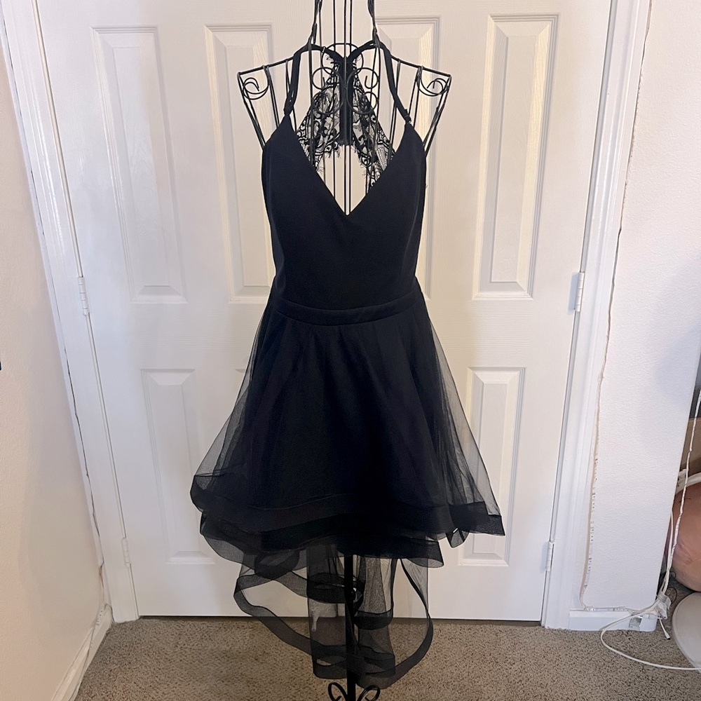 Navy Blue “City Triangles” High-Low Dress - L